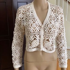 MY Crochet cropped sweater sz M hand knit